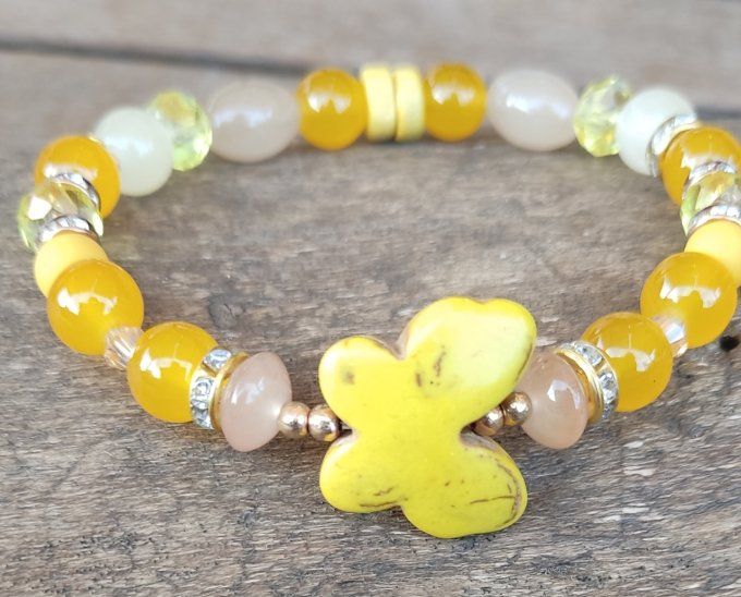 Bracelet Papillon Jaune