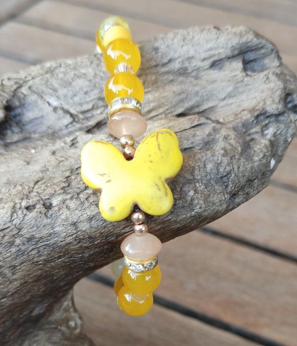 Bracelet Papillon Jaune