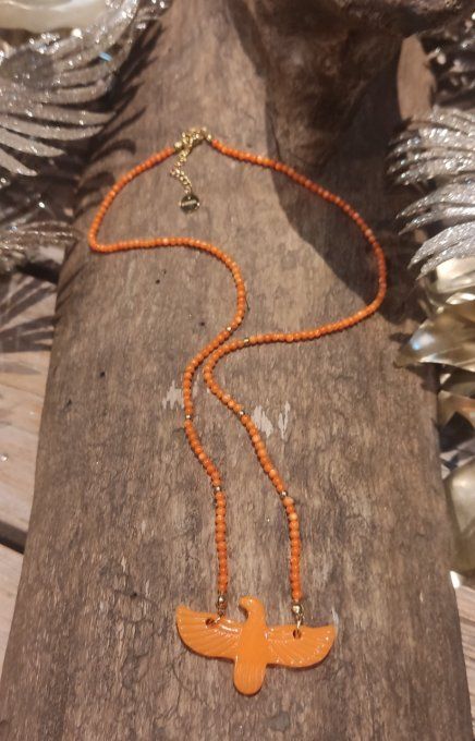 Collier Aigle Perles Orange