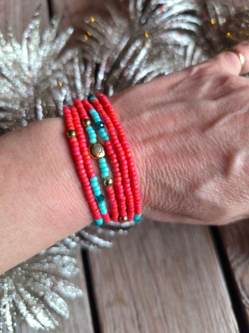 Bracelet 2-en-1 Orange&Turquoise