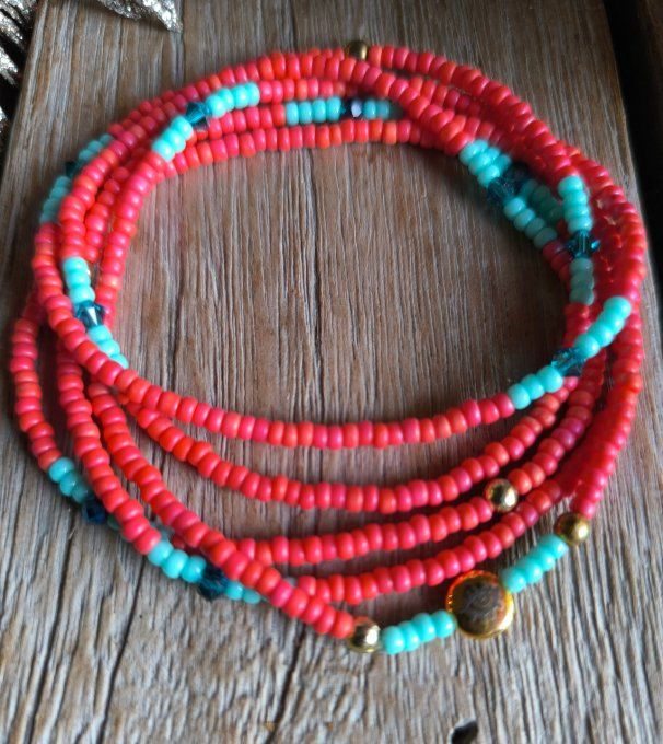 Bracelet 2-en-1 Orange&Turquoise