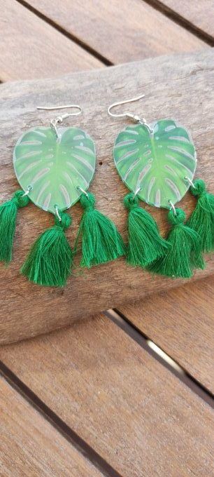 Boucles Feuilles&Pompon