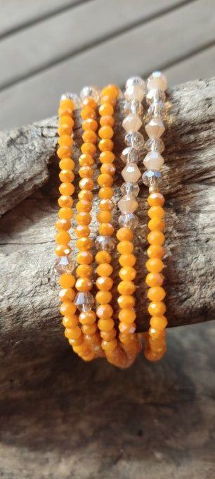 Bracelet 2-en-1 Jaune&Beige