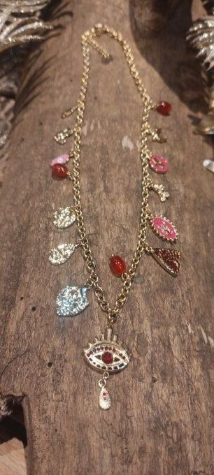 Collier Breloques Œil ROSE