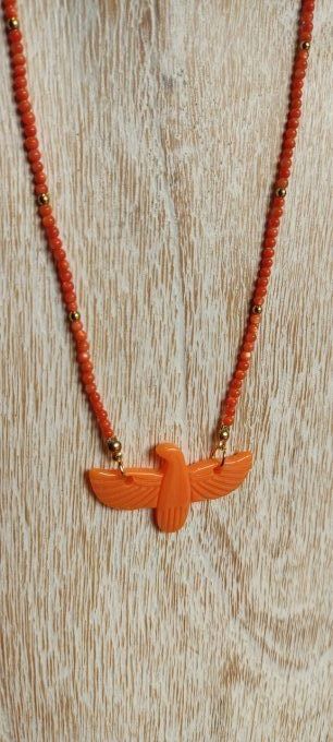 Collier Aigle Perles Orange