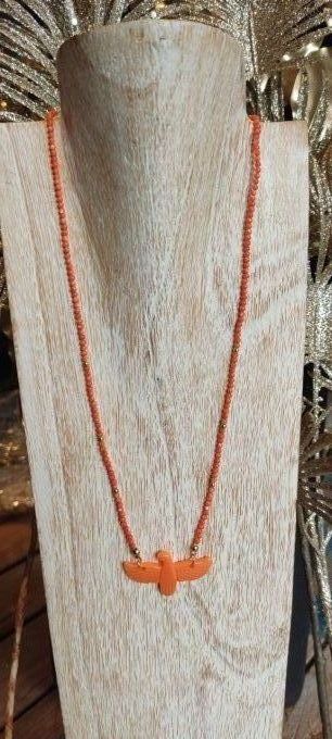 Collier Aigle Perles Orange